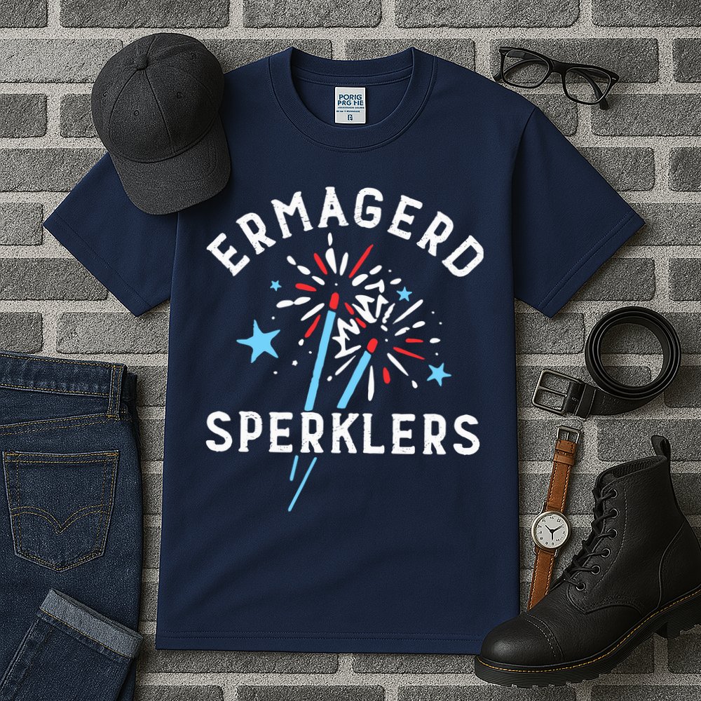 Ermahgerd Sperklers Funny 4th Of July Fireworks Sparklers Gift Tall T-Shirt