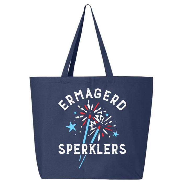 Ermahgerd Sperklers Funny 4th Of July Fireworks Sparklers Gift 25L Jumbo Tote
