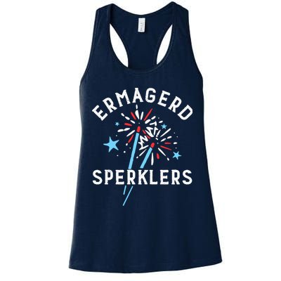 Ermahgerd Sperklers Funny 4th Of July Fireworks Sparklers Gift Womens Tank Top
