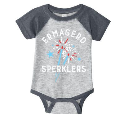 Ermahgerd Sperklers Funny 4th Of July Fireworks Sparklers Gift Infant Baby Jersey Bodysuit