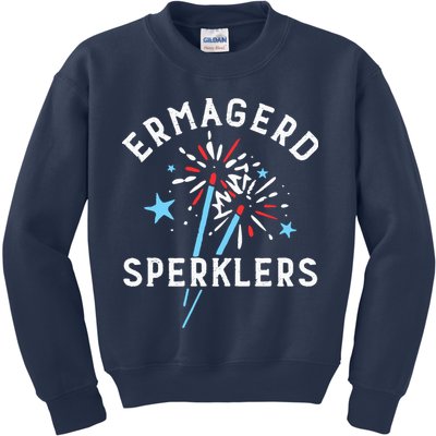 Ermahgerd Sperklers Funny 4th Of July Fireworks Sparklers Gift Kids Sweatshirt