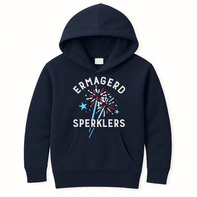 Ermahgerd Sperklers Funny 4th Of July Fireworks Sparklers Gift Kids Hoodie
