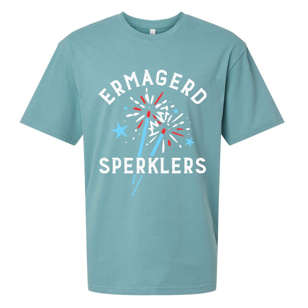 Ermahgerd Sperklers Funny 4th Of July Fireworks Sparklers Gift Sueded Cloud Jersey T-Shirt