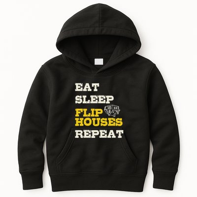 Eat Sleep Flip Houses Repeat Funny Real Estate Investor Kids Hoodie