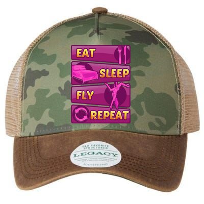 Eat Sleep Fly Repeat Aerial Yoga Silks Gift Legacy Tie Dye Trucker Hat