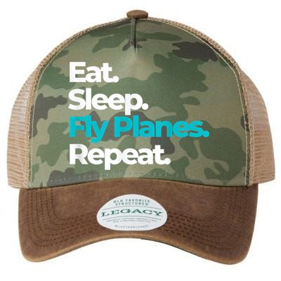 Eat Sleep Fly Planes Repeat For Aircraft Pilots Legacy Tie Dye Trucker Hat