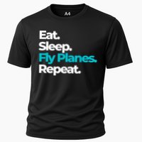 Eat Sleep Fly Planes Repeat For Aircraft Pilots Cooling Performance Crew T-Shirt