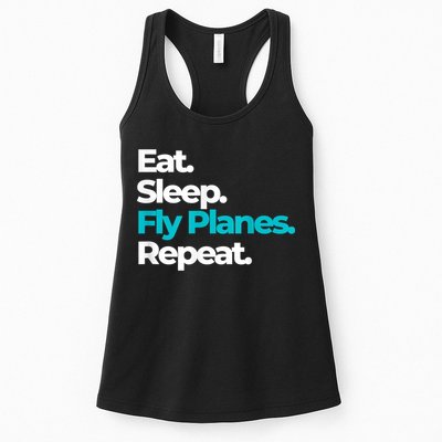 Eat Sleep Fly Planes Repeat For Aircraft Pilots Womens Tank Top