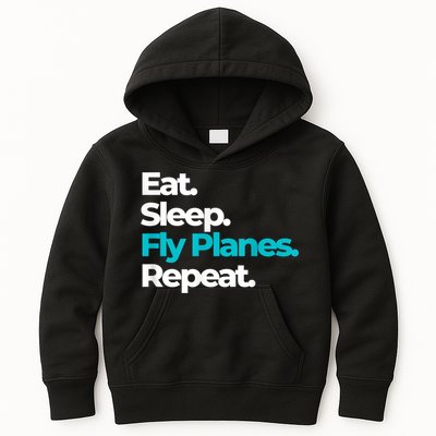 Eat Sleep Fly Planes Repeat For Aircraft Pilots Kids Hoodie