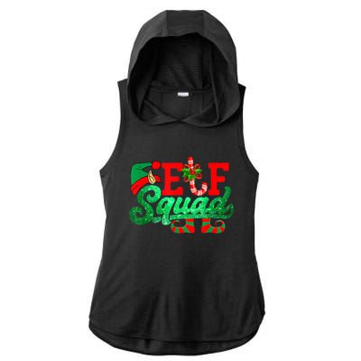 Elf Squad Funny Family Christmas Matching Pajamas Xmas Funny Gift Ladies PosiCharge Tri-Blend Wicking Draft Hoodie Tank