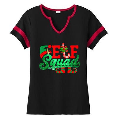 Elf Squad Funny Family Christmas Matching Pajamas Xmas Funny Gift Ladies Halftime Notch Neck Tee