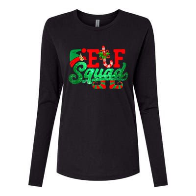 Elf Squad Funny Family Christmas Matching Pajamas Xmas Funny Gift Womens Cotton Relaxed Long Sleeve T-Shirt