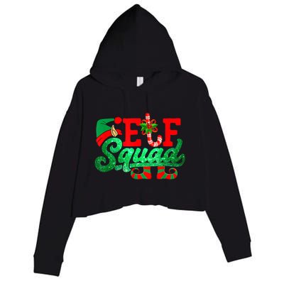 Elf Squad Funny Family Christmas Matching Pajamas Xmas Funny Gift Crop Fleece Hoodie