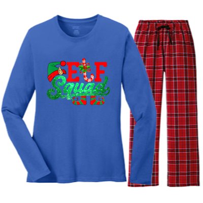 Elf Squad Funny Family Christmas Matching Pajamas Xmas Funny Gift Women's Long Sleeve Flannel Pajama Set 