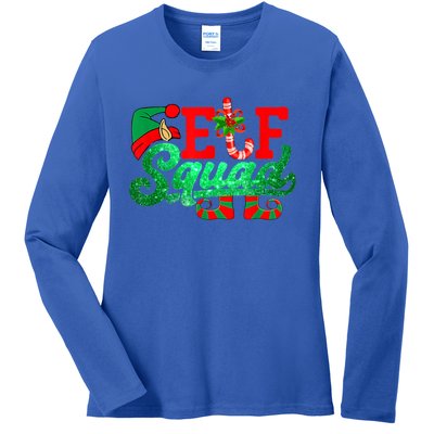 Elf Squad Funny Family Christmas Matching Pajamas Xmas Funny Gift Ladies Long Sleeve Shirt