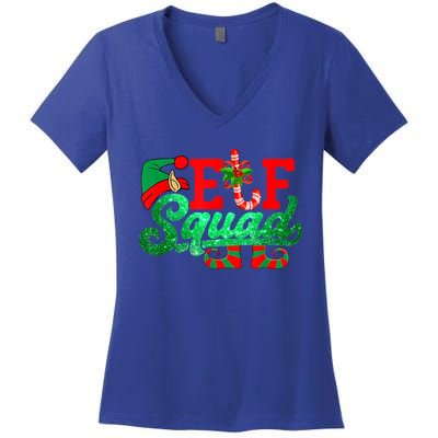 Elf Squad Funny Family Christmas Matching Pajamas Xmas Funny Gift Women's V-Neck T-Shirt