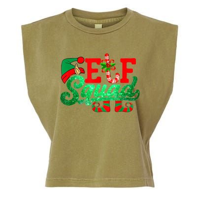 Elf Squad Funny Family Christmas Matching Pajamas Xmas Funny Gift Garment-Dyed Women's Muscle Tee