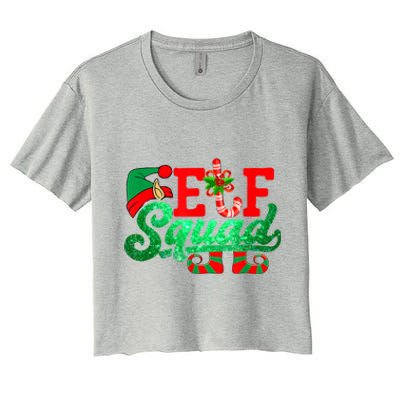 Elf Squad Funny Family Christmas Matching Pajamas Xmas Funny Gift Women's Crop Top Tee