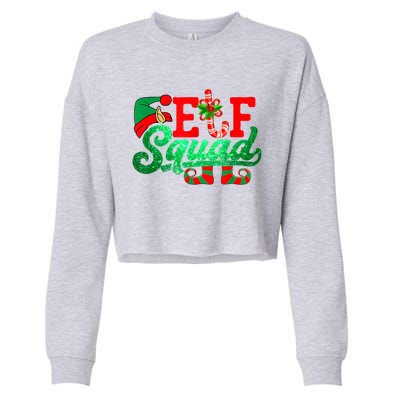 Elf Squad Funny Family Christmas Matching Pajamas Xmas Funny Gift Cropped Pullover Crew