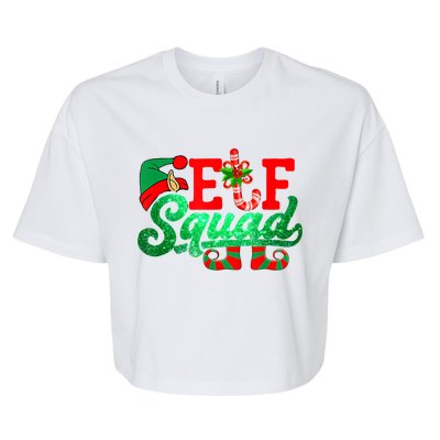 Elf Squad Funny Family Christmas Matching Pajamas Xmas Funny Gift Bella+Canvas Jersey Crop Tee