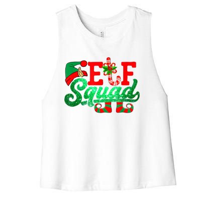 Elf Squad Funny Family Christmas Matching Pajamas Xmas Funny Gift Women's Racerback Cropped Tank