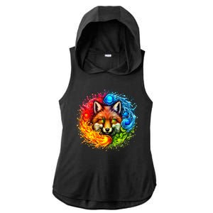 Elemental Seasons Fox Ladies PosiCharge Tri-Blend Wicking Draft Hoodie Tank