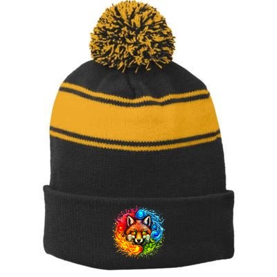 Elemental Seasons Fox Stripe Pom Pom Beanie