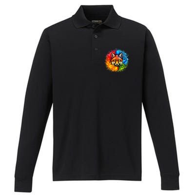 Elemental Seasons Fox Performance Long Sleeve Polo