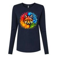 Elemental Seasons Fox Womens Cotton Relaxed Long Sleeve T-Shirt