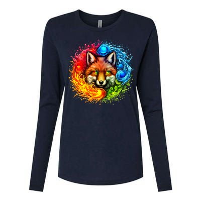 Elemental Seasons Fox Womens Cotton Relaxed Long Sleeve T-Shirt