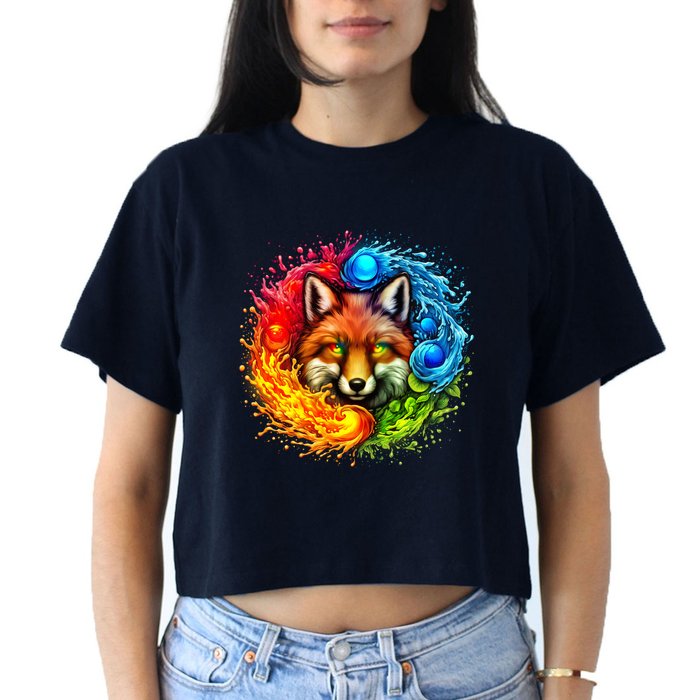 Elemental Seasons Fox Women's Crop Top Tee