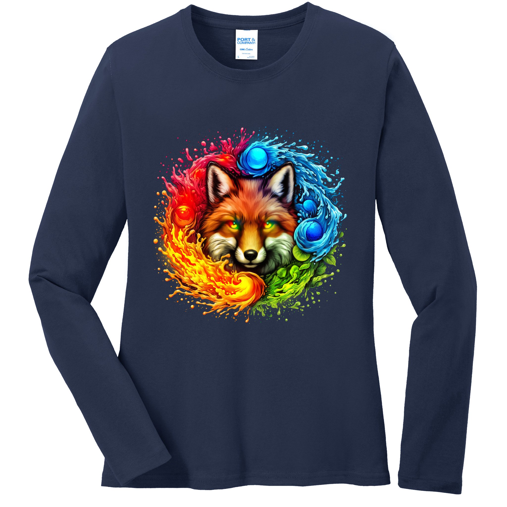 Elemental Seasons Fox Ladies Long Sleeve Shirt