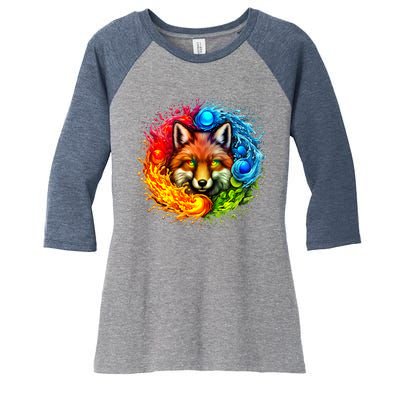 Elemental Seasons Fox Women's Tri-Blend 3/4-Sleeve Raglan Shirt