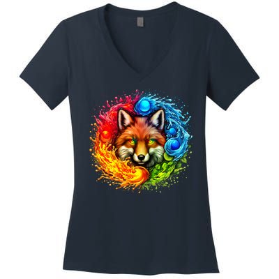 Elemental Seasons Fox Women's V-Neck T-Shirt