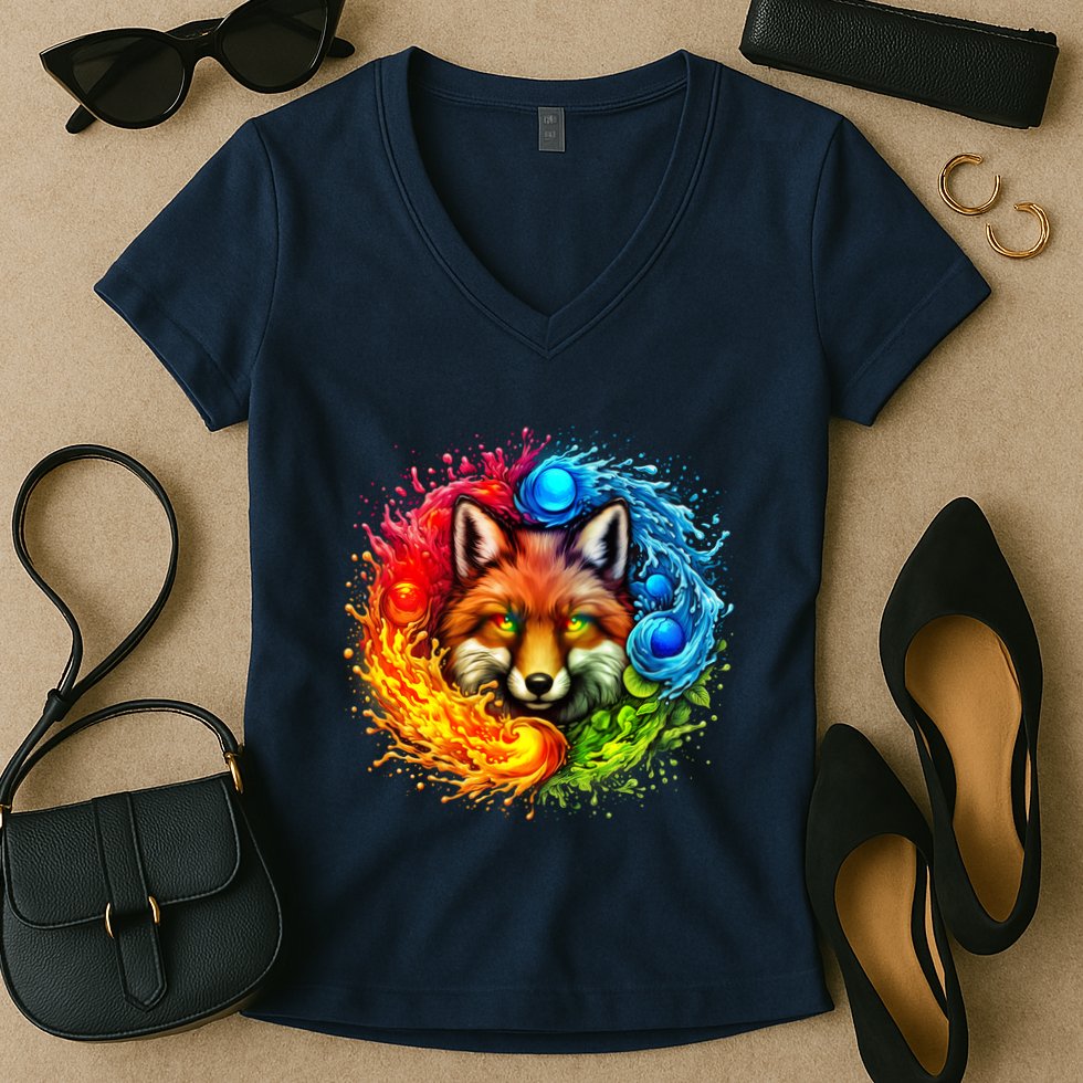 Elemental Seasons Fox Women's V-Neck T-Shirt