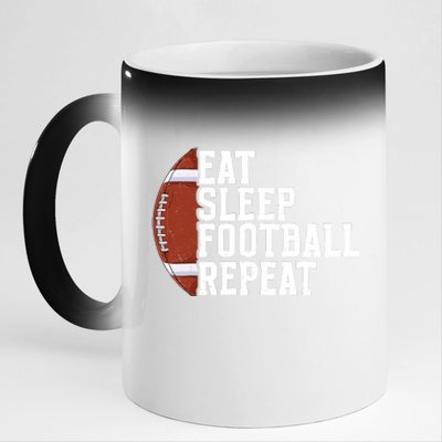 Eat Sleep Football Repeat Football Player Football 11oz Black Color Changing Mug