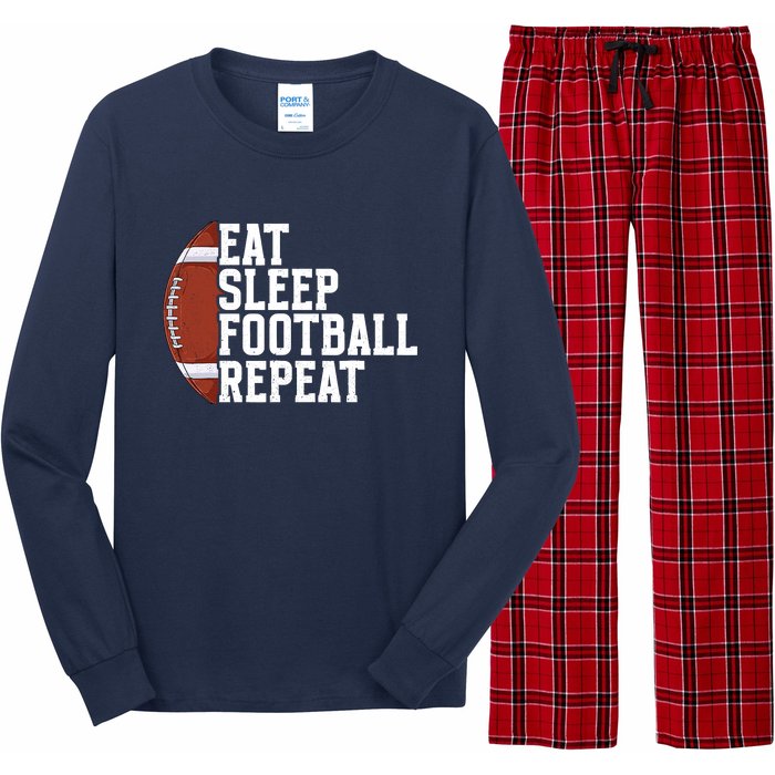 Eat Sleep Football Repeat Football Player Football Long Sleeve Pajama Set