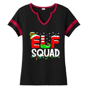 Elf Squad Funny Group Family Matching Christmas Pajamas Xmas Gift Ladies Halftime Notch Neck Tee