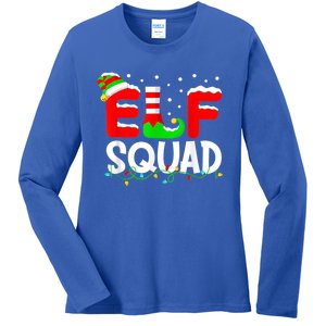 Elf Squad Funny Group Family Matching Christmas Pajamas Xmas Gift Ladies Long Sleeve Shirt