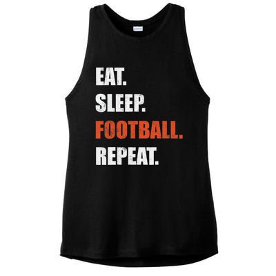 Eat Sleep Football Repeat Ladies PosiCharge Tri-Blend Wicking Tank