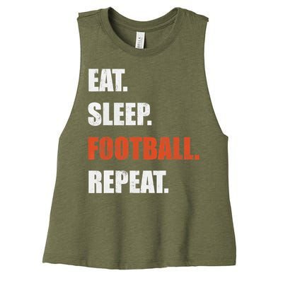 Eat Sleep Football Repeat Women's Racerback Cropped Tank