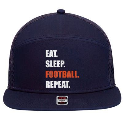 Eat Sleep Football Repeat 7 Panel Mesh Trucker Snapback Hat