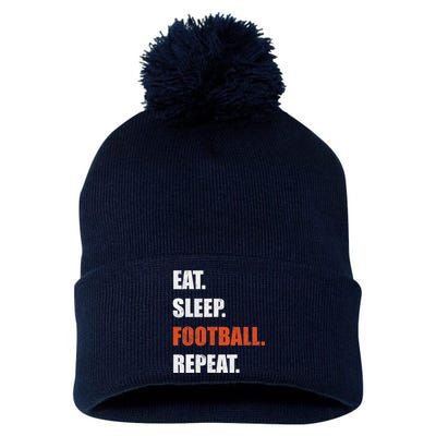 Eat Sleep Football Repeat Pom Pom 12in Knit Beanie