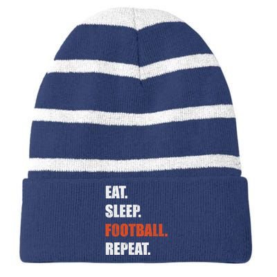 Eat Sleep Football Repeat Striped Beanie with Solid Band