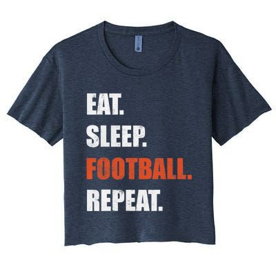 Eat Sleep Football Repeat Women's Crop Top Tee