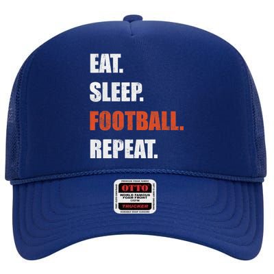 Eat Sleep Football Repeat High Crown Mesh Back Trucker Hat