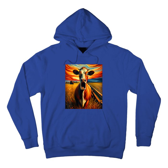 Expressionist Scream For Cow Lovers | Artistic Cow Hoodie