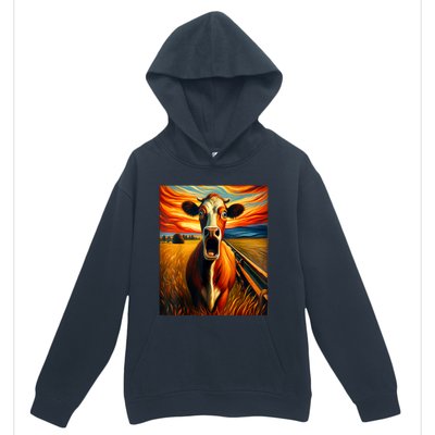 Expressionist Scream For Cow Lovers | Artistic Cow Urban Pullover Hoodie