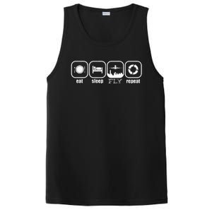 Eat Sleep Fly Repeat Funny Pilot Funny Plane Airplane PosiCharge Competitor Tank