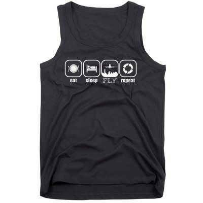 Eat Sleep Fly Repeat Funny Pilot Funny Plane Airplane Tank Top